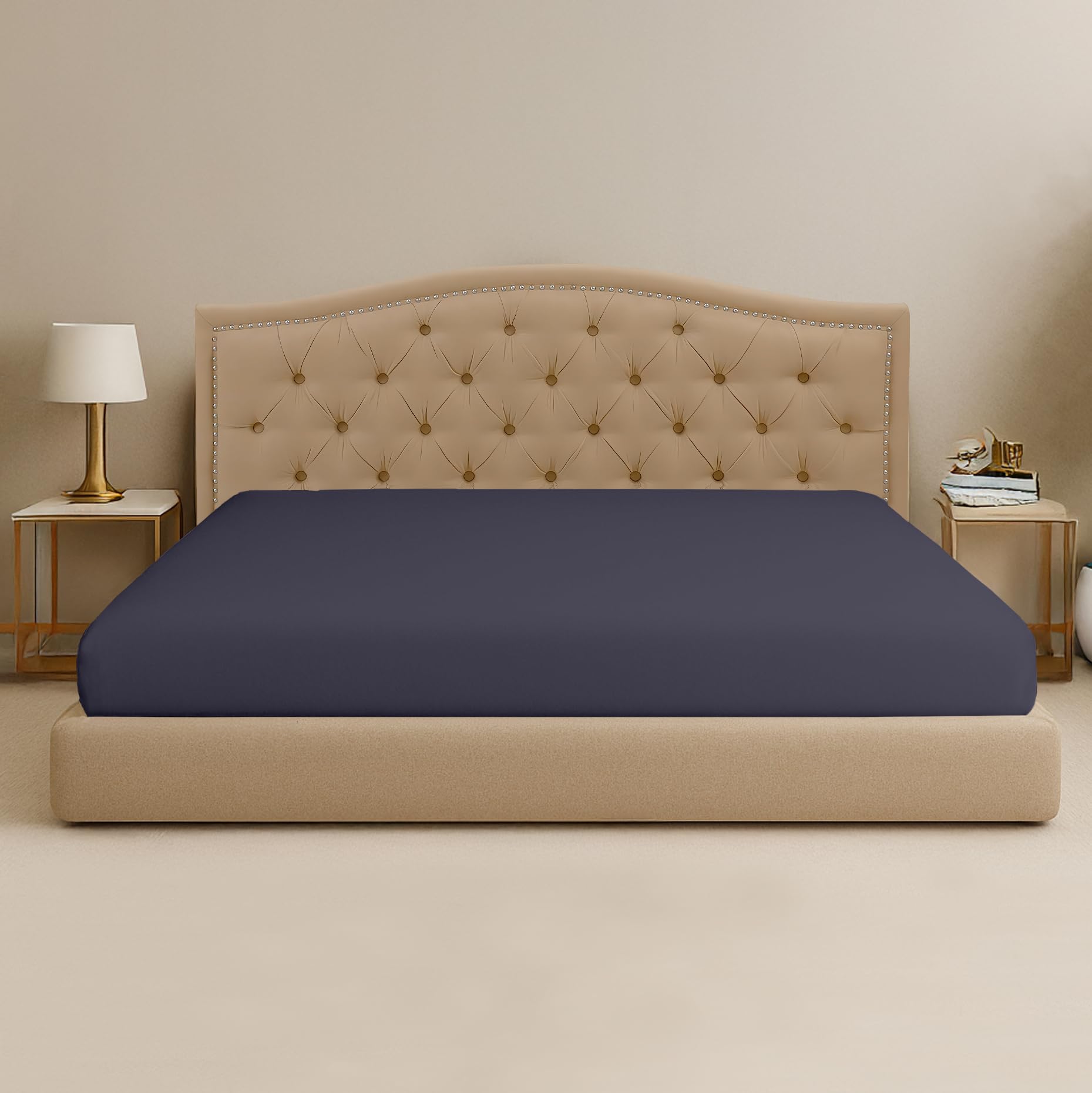 SGI Bedding 84″W × 84″L 1Pc Emperor/Wyoming King Fitted Sheet Only 100% Egyptian Cotton - 600 TC Fits 15" Deep Pocket - Soft Breathable Luxury