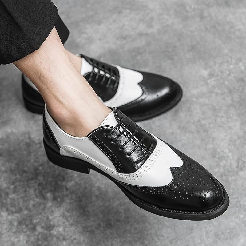 HuitJours Men Brogues Wingtip Lace up Classic Black Dress Shoes Derby Gatsby Prom Fashion Oxford - Image 6