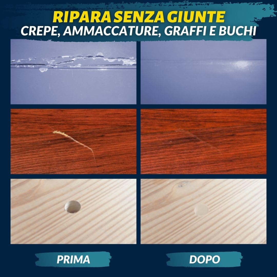 Coconix Kit di Riparazione per Pavimenti e Mobili | Ripara graffi, abrasioni e ammaccature su pavimenti in legno, mobili e superfici laminate | Applicazione facile con stucco modellabile