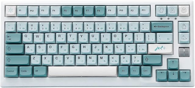 EPOMAKER Iceberg 126 Keys PBT XDA Profile Keycaps Set with Japanese Hiragana for Mechanical Gaming Keyboard, ANSI Layout, Compatible with Cherry Gateron Kailh Otemu MX Structure