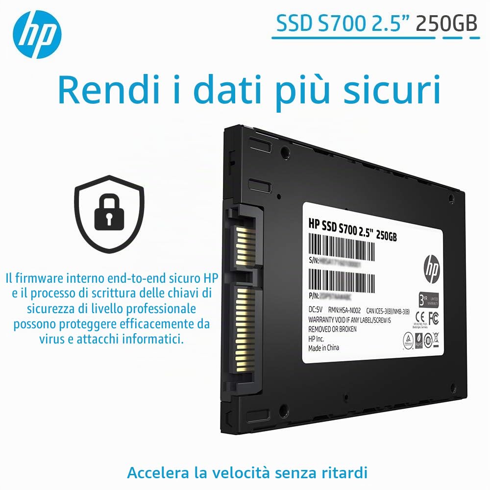 Hewlett Packard 2DP98AA#ABB SSD Interno da 250 GB, Nero