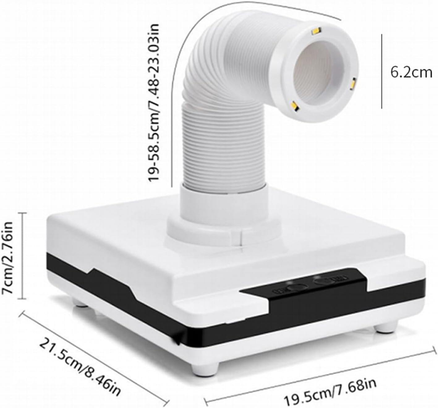 60W Professional Nail Dust Collector, Desktop Vacuum Cleaner, with Retractable Suction Tube, LED Light, Reusable Filters, for Nail Salon