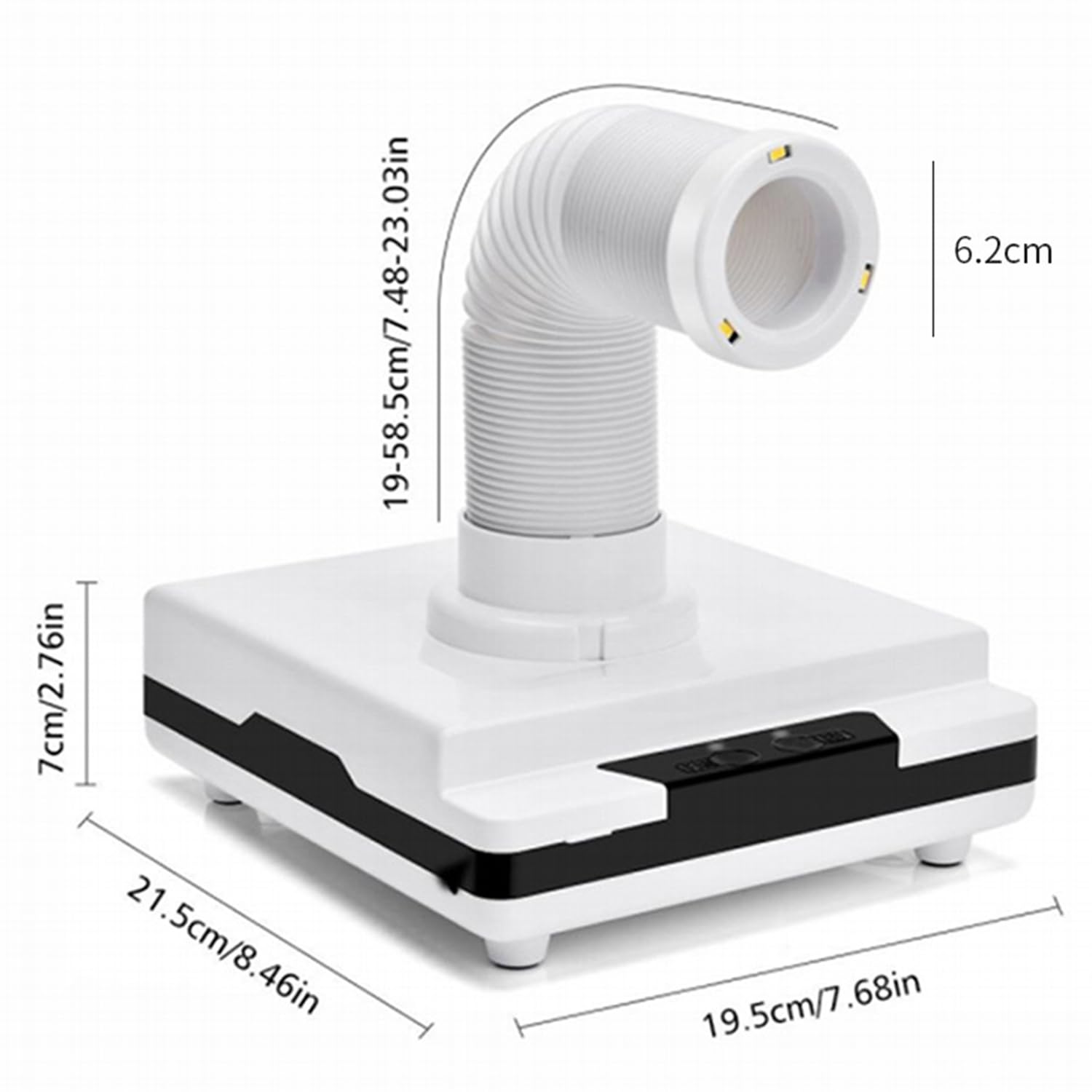 Aspiratore per Unghie Professionale da 60 W, Aspirapolvere da Tavolo, con Tubo di Aspirazione Retrattile, Luce LED, Filtri Riutilizzabili, per Salone di Bellezza