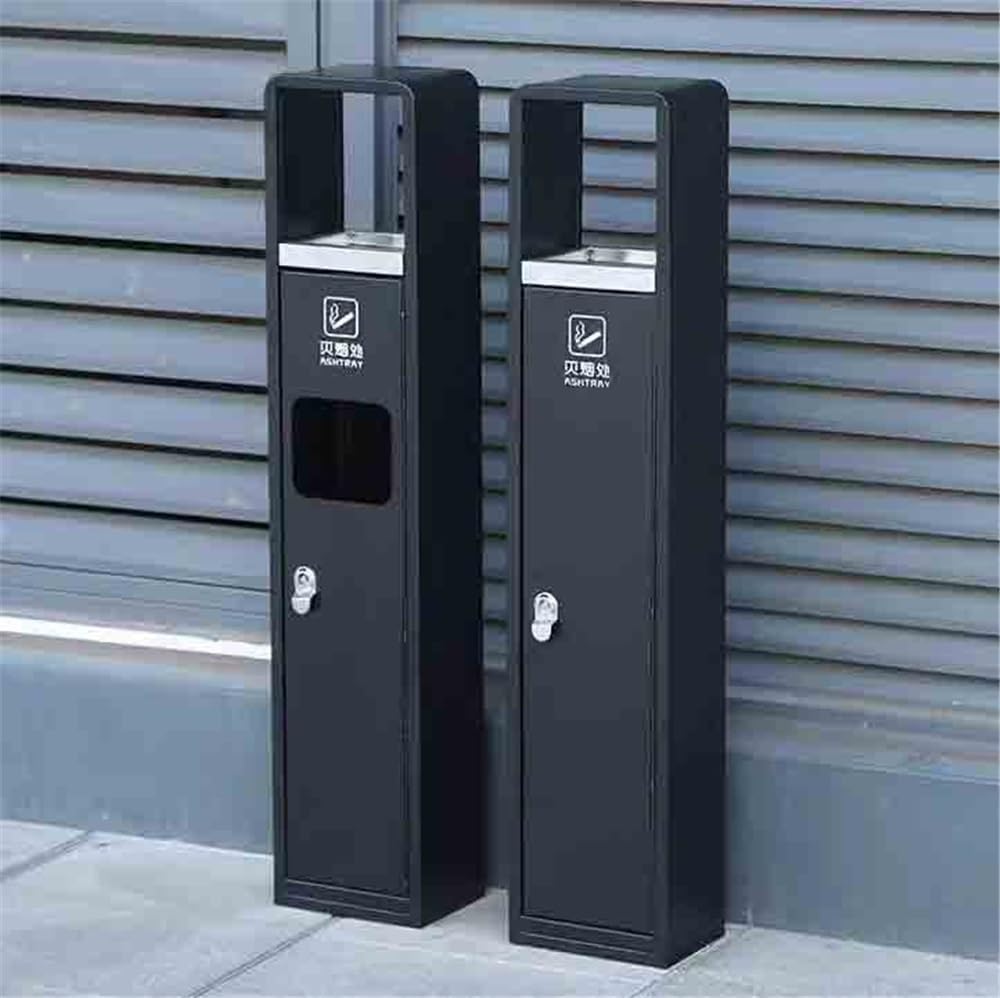 Portacenere Colonna for esterni in frassino, acciaio inossidabile, da pavimento, secchio estinguente, collezione Butt