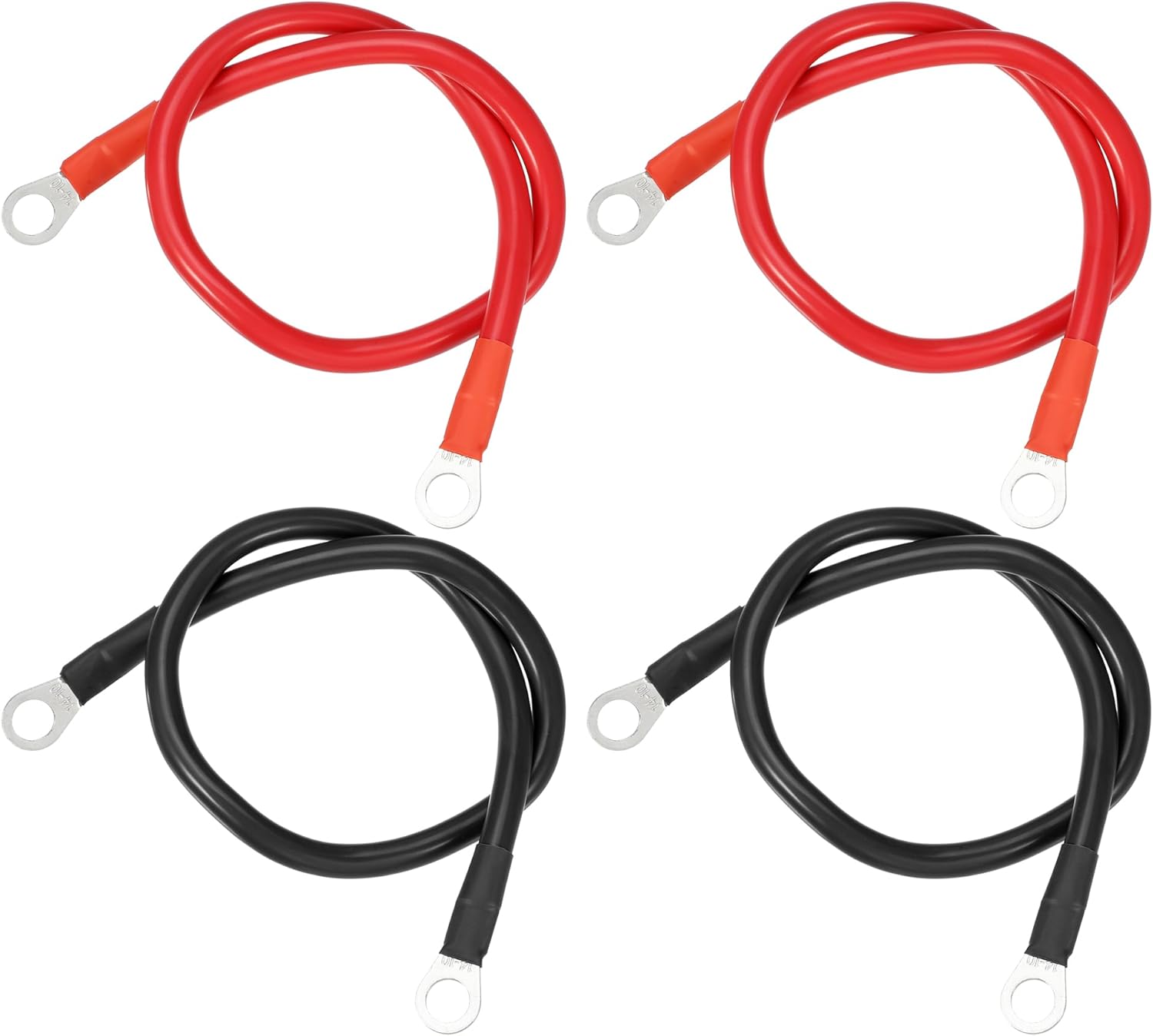 VekAuto 2 pares de cables inversores de batería de cobre, calibre 6 AWG, cable de batería de 20 pulgadas, universal para automóvil, vehículo, RV,