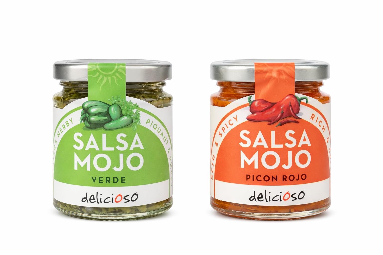 Two Salsas Red and Green Mojos