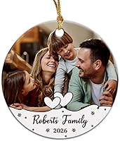 Vista 13 de Adorno de Navidad con foto personalizada, sube cualquier imagen, carga cualquier foto, texto opcional, regalo de recuerdo de Navidad para familia