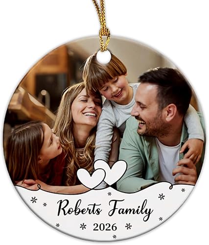 Miniatura 13 de Adorno de Navidad con foto personalizada, sube cualquier imagen, carga cualquier foto, texto opcional, regalo de recuerdo de Navidad para familia