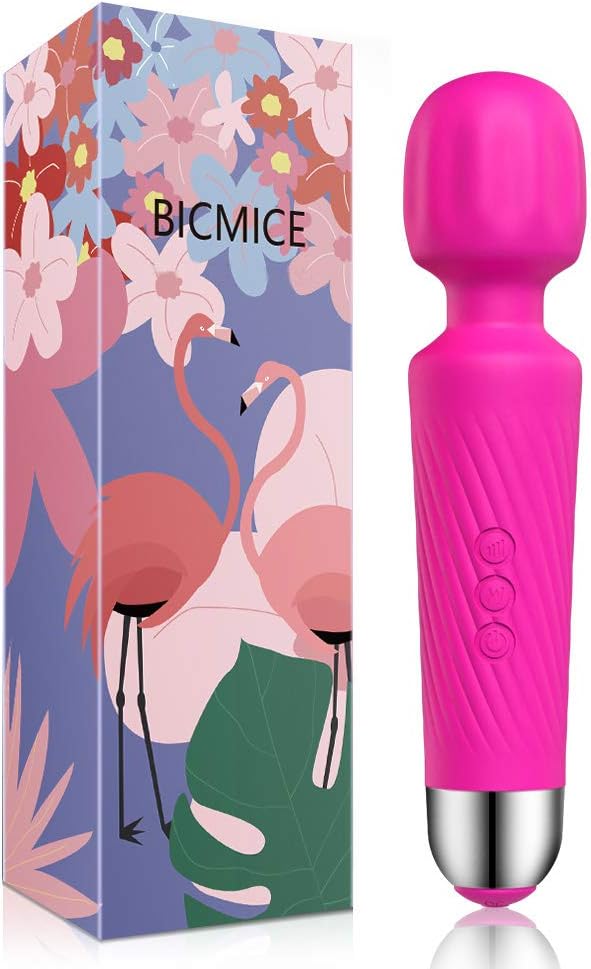 Bicmice Personal Wand Massager with 8 Speed 20 Pattern Mini Electric Cordless Handheld for Women Muscle Tension,Back,Neck Relief,Soreness,Recovery Massage Wand - Portable Travel Bag Included