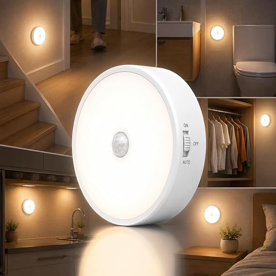 Sensörlü LED Lamba Seti – USB Şarjlı Hareket Sensörlü Gece Lambası, Manyetik Kablosuz Aydınlatma, Dolap, Merdiven, Yatak Odası ve Banyo İçin (6'lı Paket) [Enerji Sınıfı A]