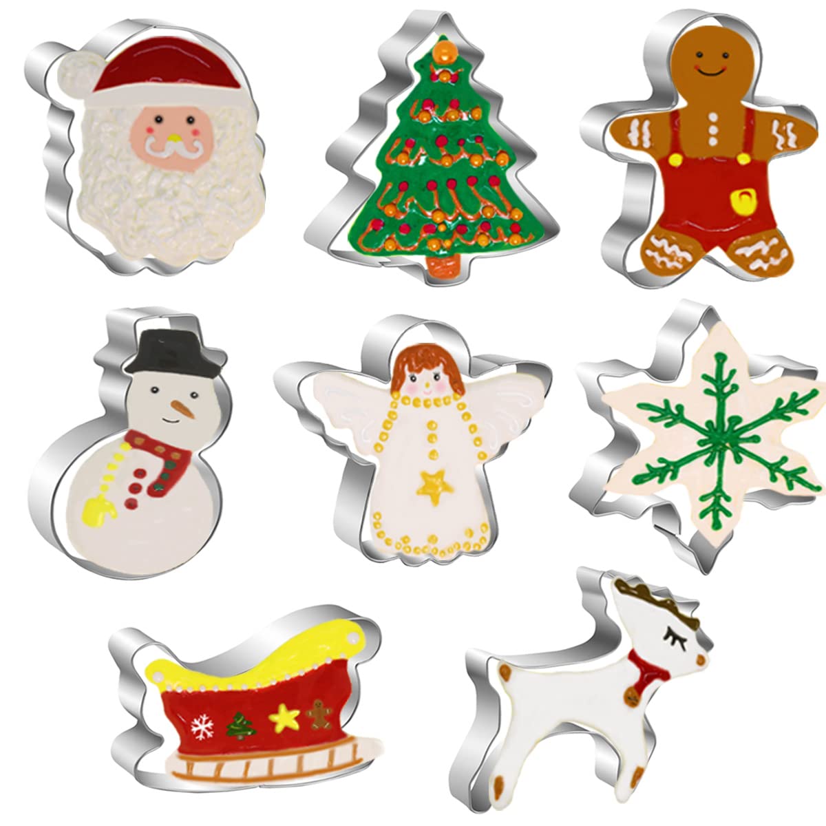 Christmas Cookie Cutters, 8 Pcs Cookie Cutters Christmas Shapes Holiday,Christmas Tree