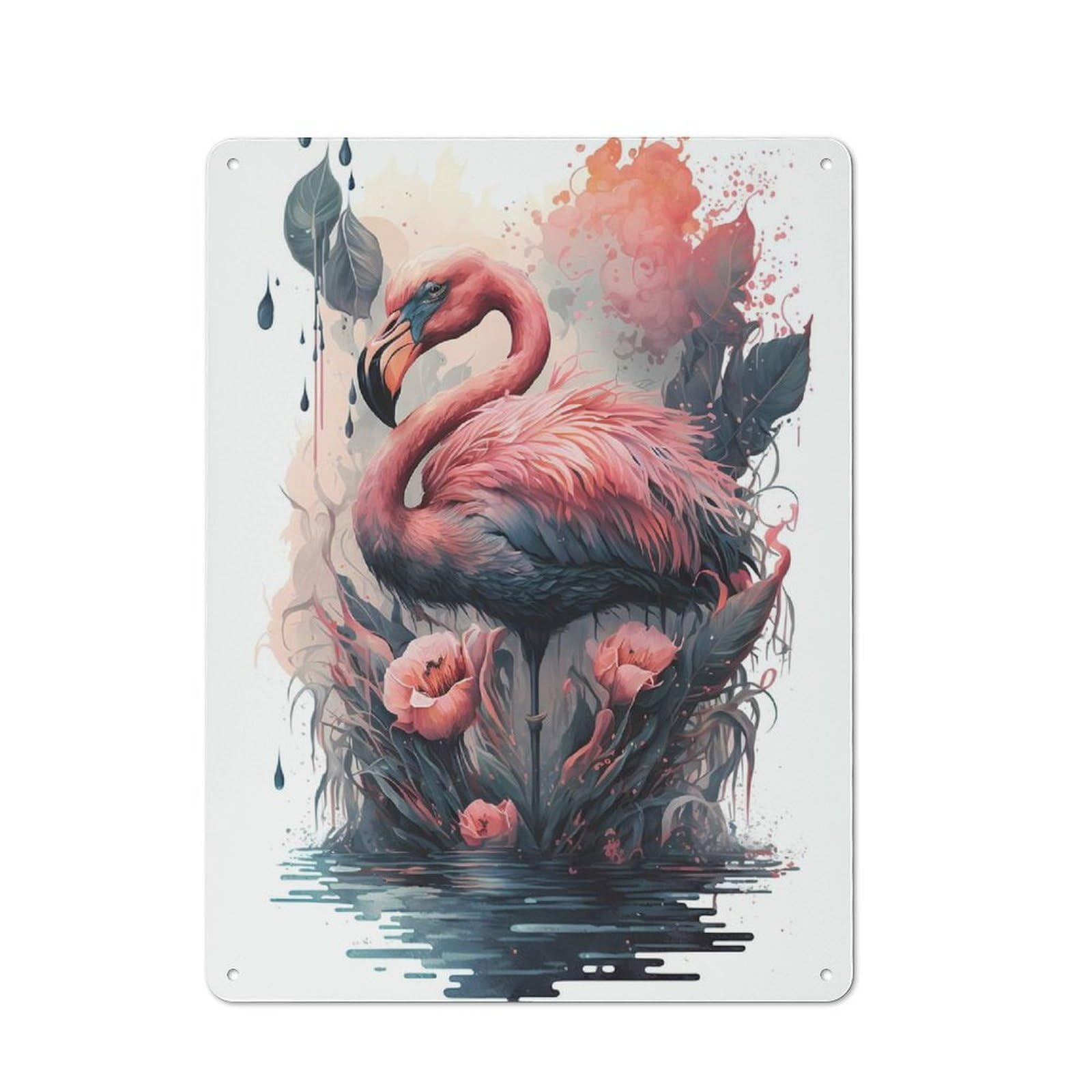 Junmoney Flamingo Mythic Creatures Industrial-Style Metal Plaque 40X30cm For Hallway Wall, A Winter Wall Decor Update For Hallway Decor Lovers