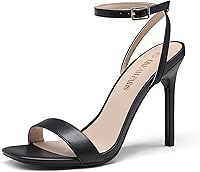 DREAMPAIRS Women's 4" Stiletto Square Toe Ankle Strap Heels - Sexy Comfort Strappy Sandals for Wedding, Party & Daily Wear