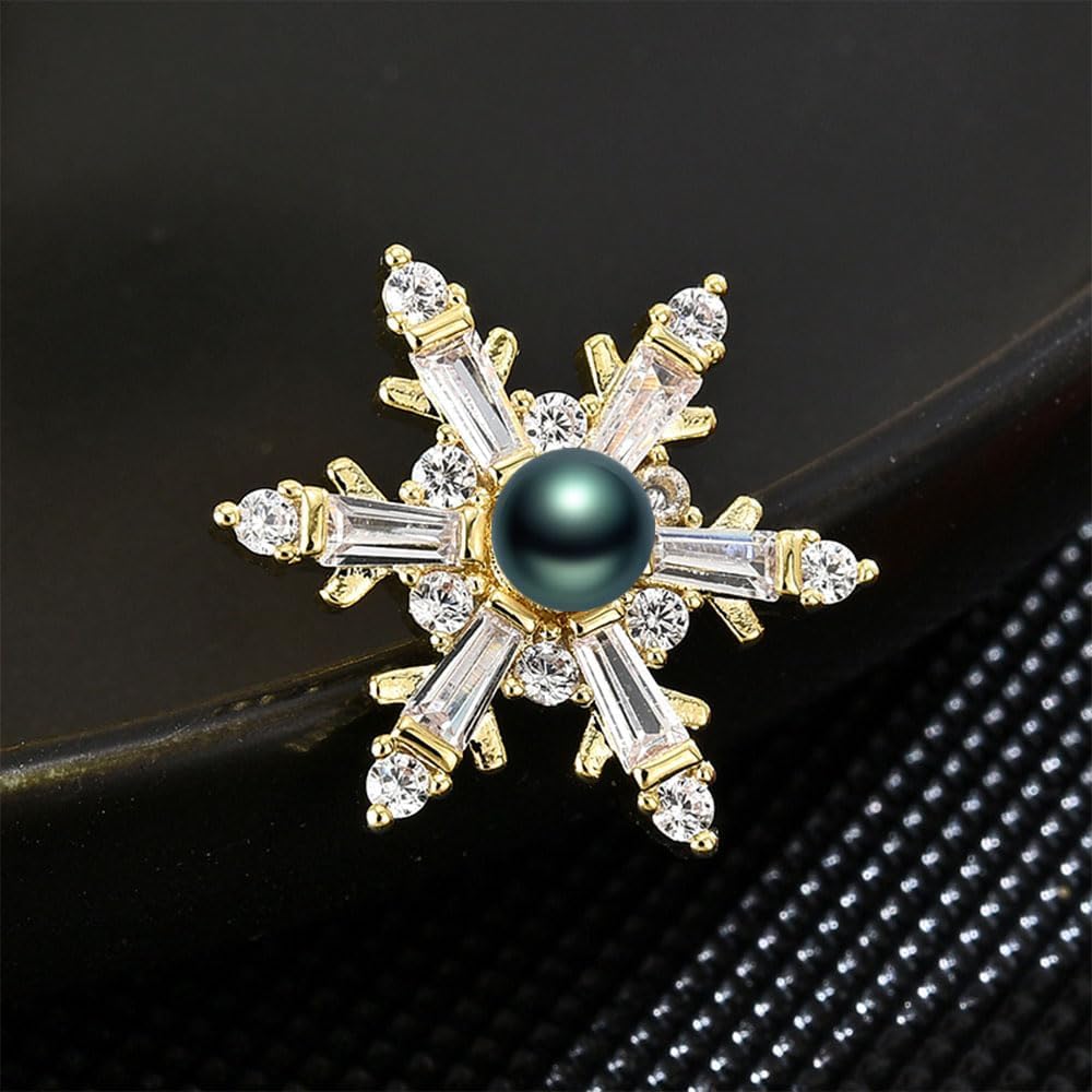 Black Tahiti Pearl Brooch Broches Jewelry For Women Fashion Christmas Gifts Wife Mom Girlfriend, Anniversary Birthday Fine Jewelry Gifts for Her