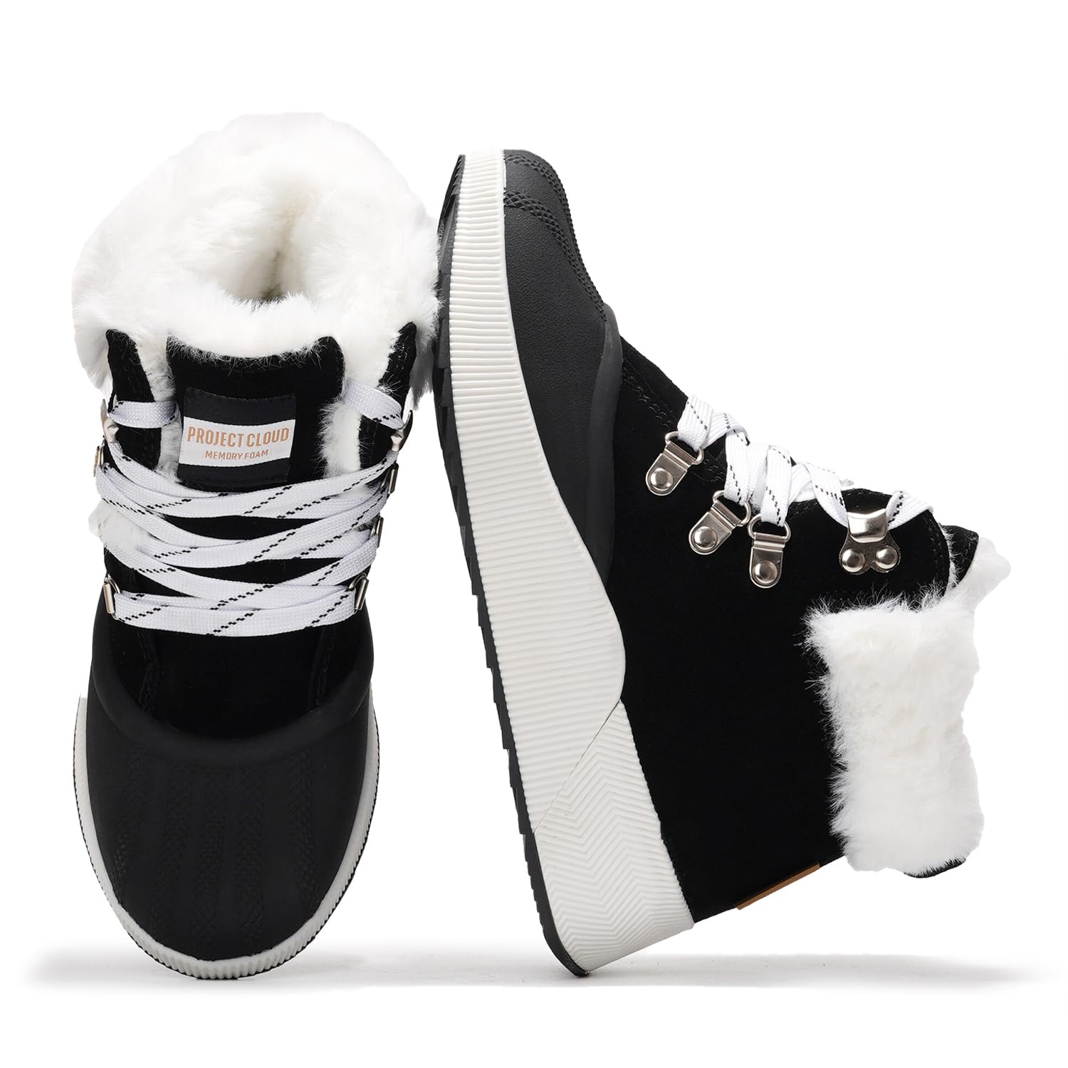 Project Cloud Waterproof Snow Boots for Women - Memory Foam Insole Non-Slip Womens Snow Boots Winter Shoes with