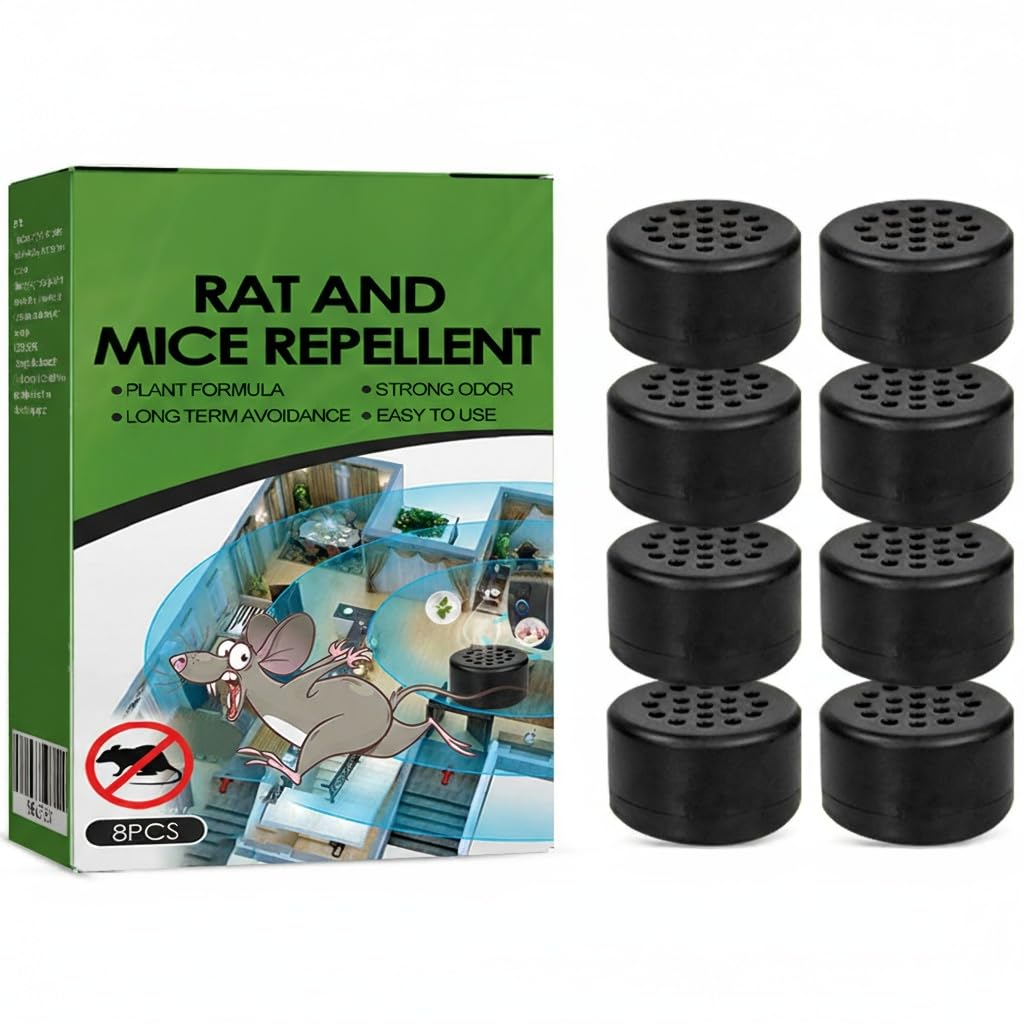 Rodent Mouse Repellent for Car Engines, 8Pcs Peppermint Essential Oil to Repel Mice and Rats, Natural Deterrent Safe for Pets and Family