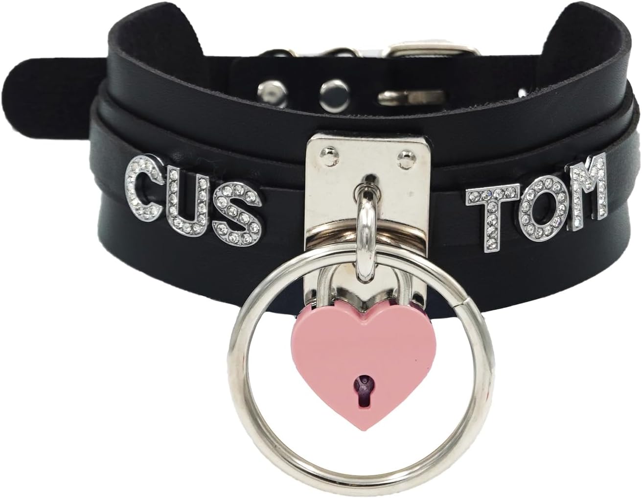 Custom Black Choker Collar For Women, Personalized Name Necklace punk gothic Vegan Leather Jewelry With Rhinestone Letters