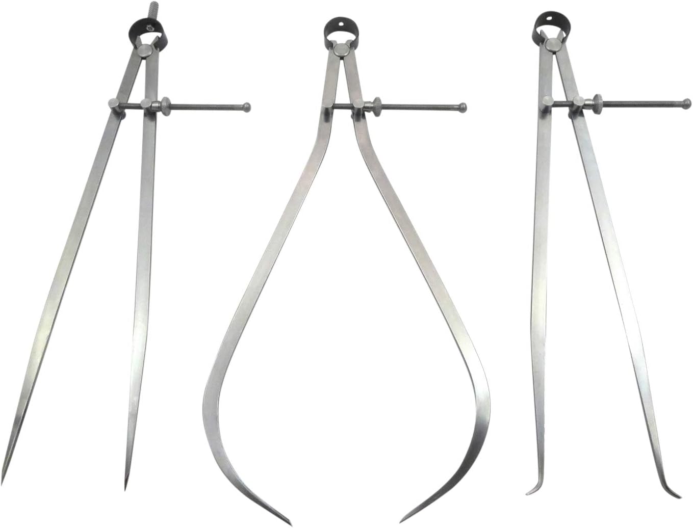 Taytools 468013 3 Piece Set Toolmaker's “Yankee” Spring Dividers, Inside ID & Outside OD Calipers, Solid Nut, 0-12 Inches / 300 mm Range, Fine Adjustment Mechanism, Flat Leg