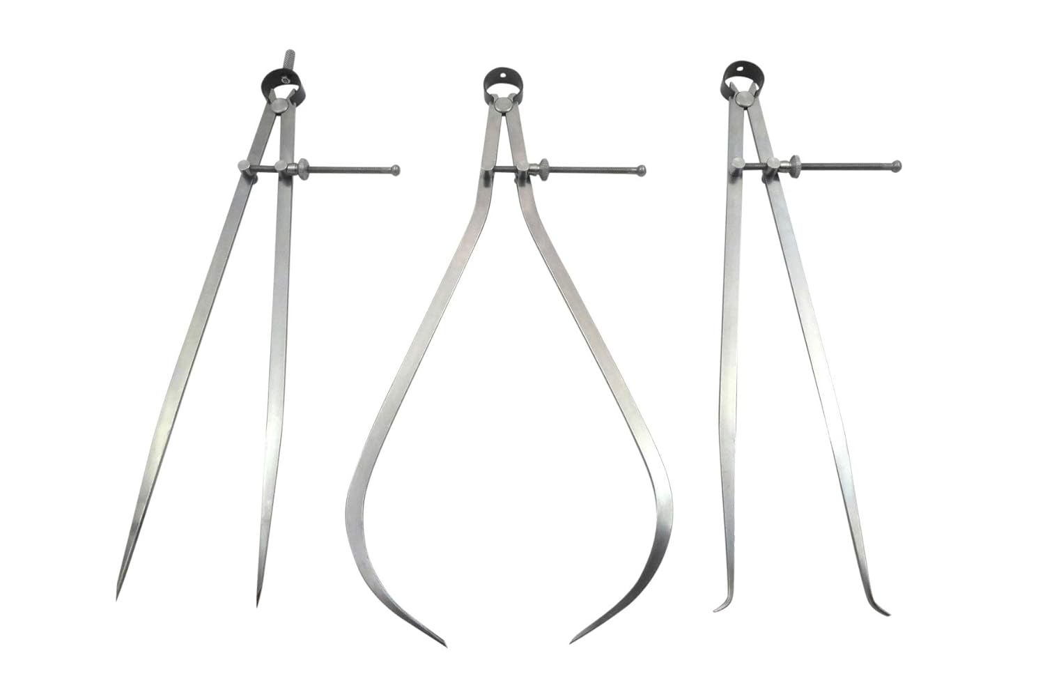 Taytools 468013 3 Piece Set Toolmaker's “Yankee” Spring Dividers, Inside ID & Outside OD Calipers, Solid Nut, 0-12 Inches / 300 mm Range, Fine Adjustment Mechanism, Flat Leg