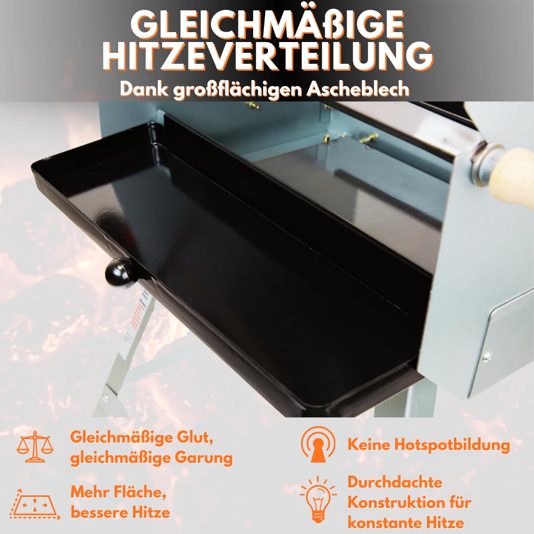 ACTIVA Mutzbratengrill I Premium Mangal Grill inkl. inkl. batteriebetriebem Motor & Spieße I Robuster Holzgrill für ein einzigartiges Grillerlebnis, aus Legierter Stahl