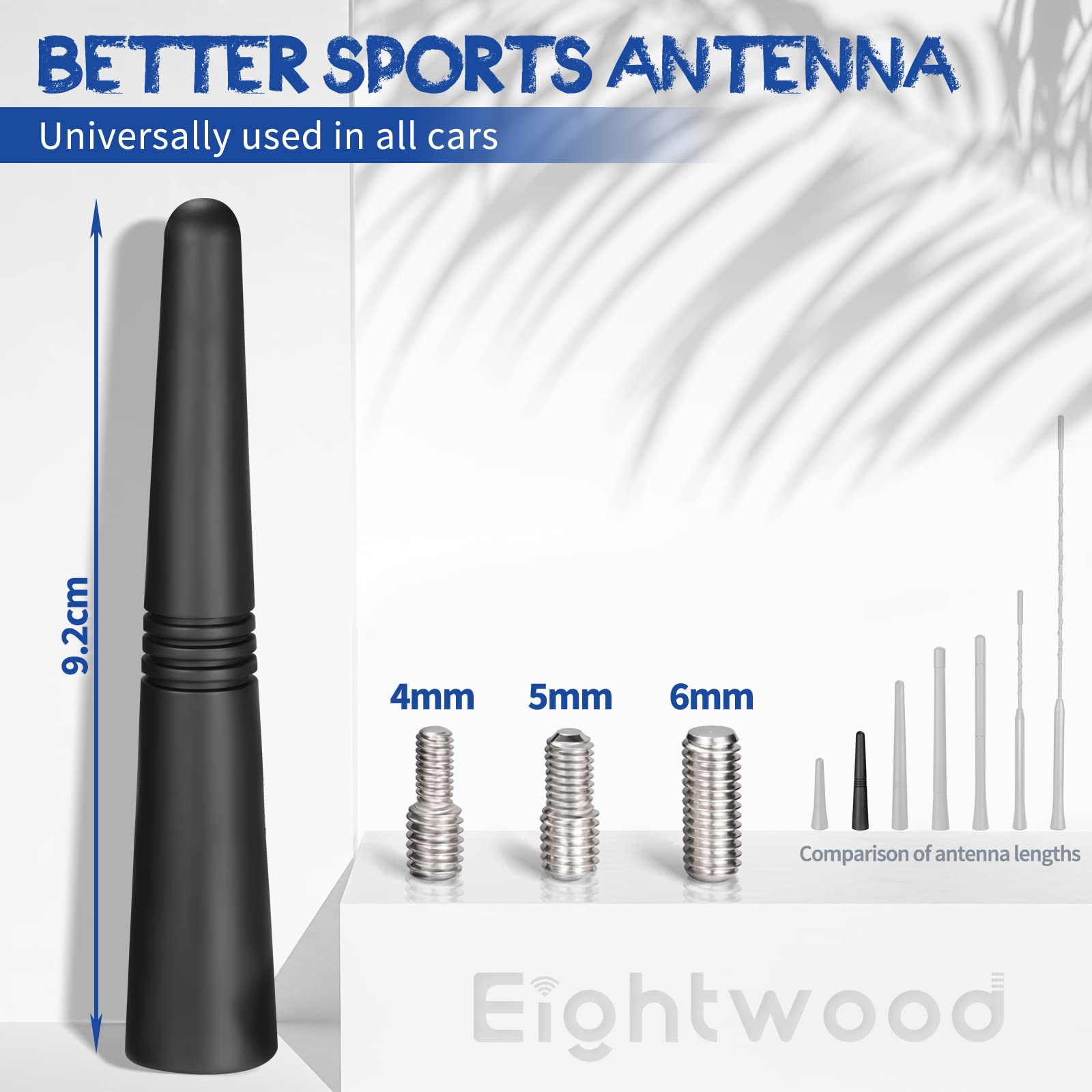 Eightwood Antena samochodowa FM DAB antena samochodowa 9,2 cm antena dachowa auto mini radio samochodowe antena krótka z silną funkcją odbioru FM/AM/DAB