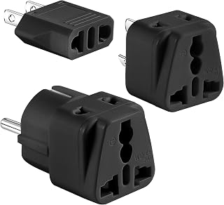 US to Argentina Australia Travel Adapter Plug for USA/Universal to South America Type I & A (C/E/F) AC Power Plugs Wall Plug Wall Outlet Power Charger Converter, Pack of 3 (Black)
