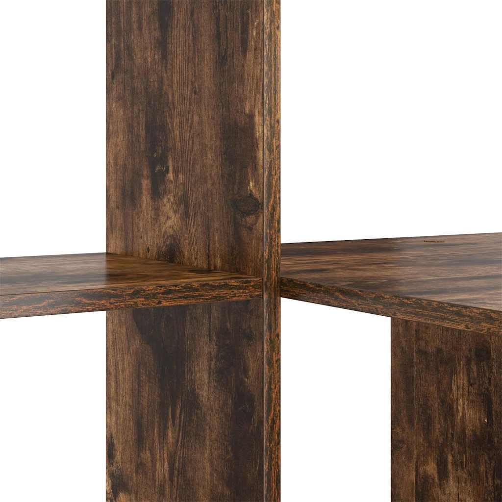 Scrivania rovere fumé in legno ingegnerizzato 131,5x50x106,5 cm con ripiano e mensole integrati per lavoro, studio, gaming e smartworking in casa o ufficio