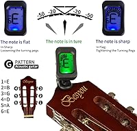 Vista 2 de Kit básico de iniciación de guitarra acústica de viaje de 96.5 cm para principiantes, con afinador, cejilla, cuerdas, enrolladores de cuerdas