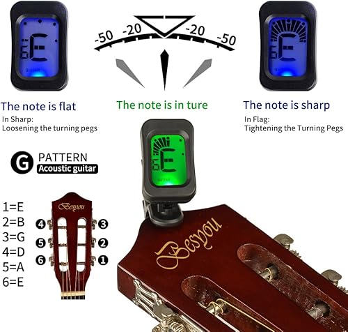 Miniatura 2 de BESYOU Guitarra para principiantes de 38 pulgadas, kit de iniciación de guitarra acústica de madera con acabado mate natural con bolsa de concierto,