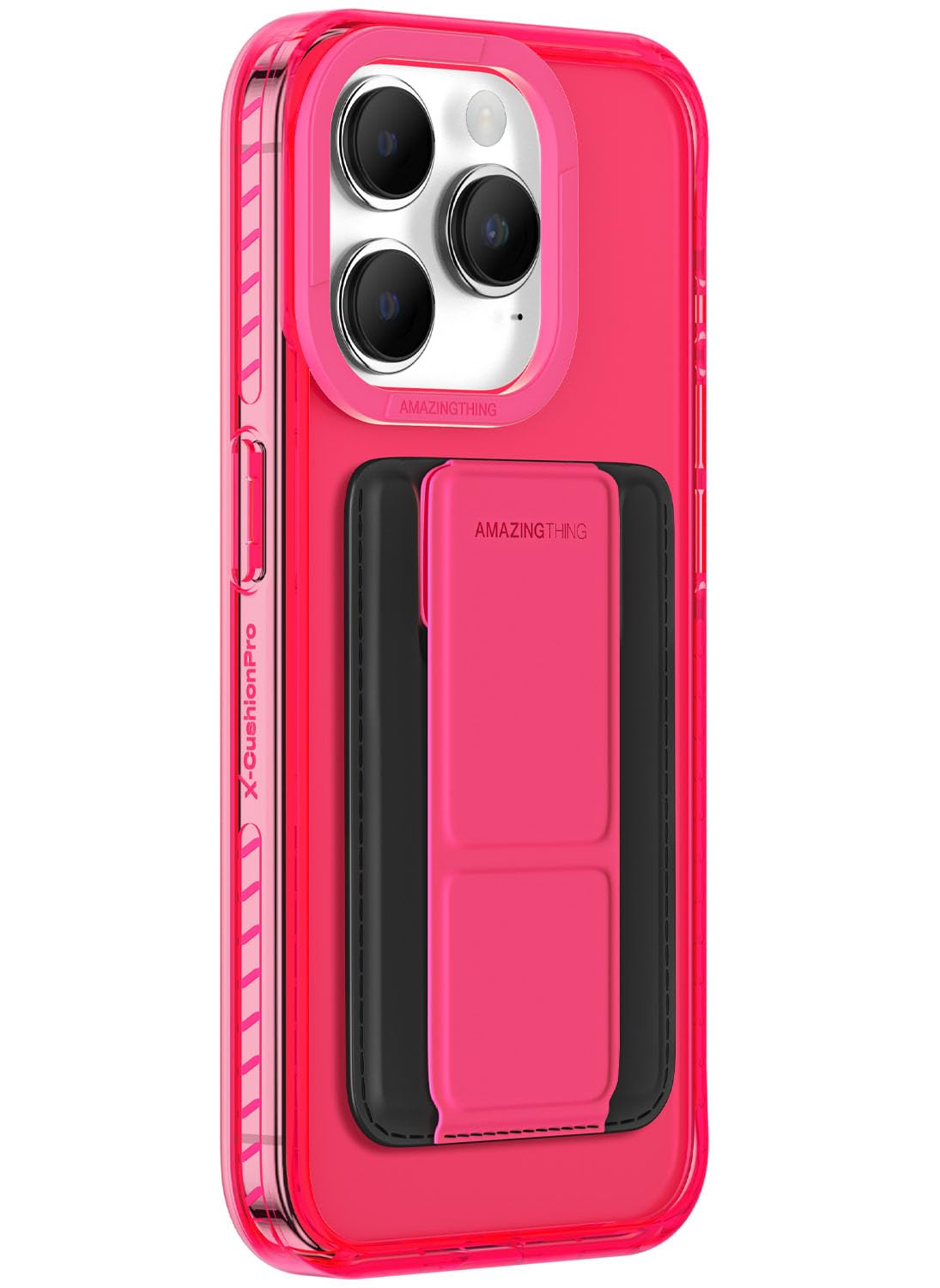 at AMAZINGthing Amazing Thing Titan Neon Mag Wallet Set for iPhone 15 PRO 3 Card Slot Holder/Stand/Case Cover compatible with MagSafe - Pink Edition