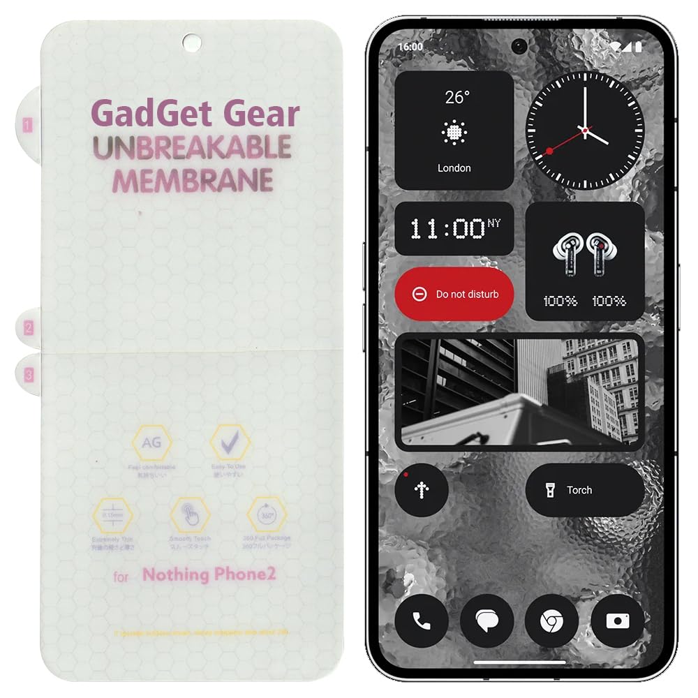 GADGET GEAR Matte Front Unbreakable Screen Protector Hydrogel Membrane Compatible with Nothing Phone 2 Supports Fingerprint Scanner With Edge-to-Edge Coverage and Easy Installation Kit (B0CMJ3L5QD) Amazon Price History, Amazon Price Tracker