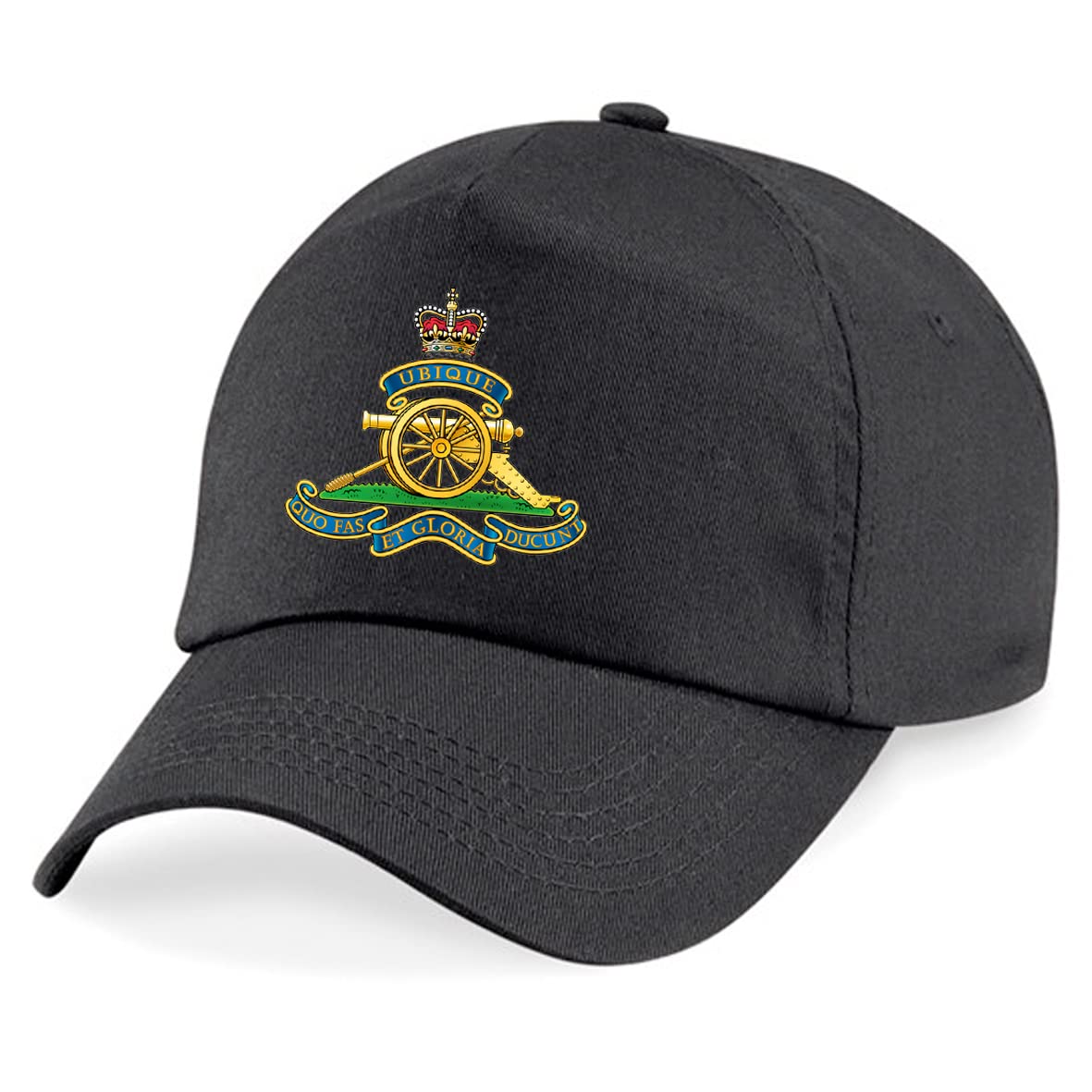 Psave Black Royal Artillery Insignia Embroidered Baseball Cap British Army Military Embroidery (Black)