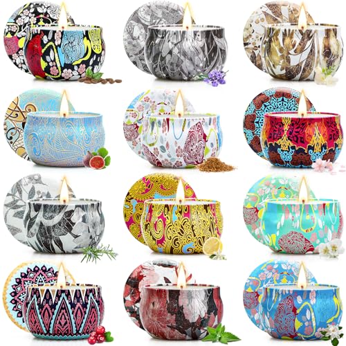 Yinuo Mirror Candles Gifts for Women, 12 x 70 g Scented Candle Set, Gifts for her, Soy Wax Aromatherapy Candle with Gift Box, Ideal for Valentine's Day, Birthday, Mother's Day, Dating, Yoga