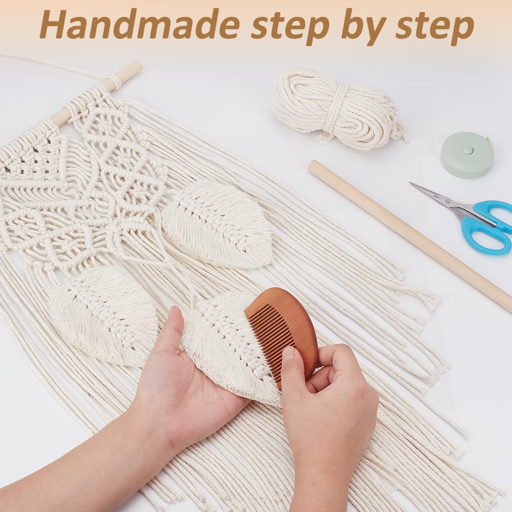 FREEBLOSS Set Macramé Feuille Kit Feuille Macramé Kit de Suspension Murale Macramé Feuille Gland Fait Main Feuille Tapisserie Kits de Macramé pour Débutants Tapisserie de Feuilles de Macramé