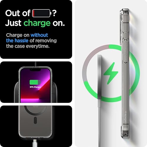 Vista 359 de Spigen Funda para iPhone 15 Pro, ultra híbrida MagFit [antiamarilleo] [compatible con Magsafe] - Fibra de carbono