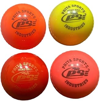 PSE Priya Sports Wind Ball PVC Ball Standard | for Cricket Tournament | Street Match Cricket Ball |Pack of 4 |Multi Color