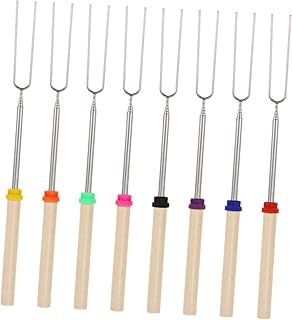 BESPORTBLE 8Pcs Garfo De Churrasco Grelha Ao Ar Livre Cachorros-Quentes Vegetarianos Ferramenta De Grelhar Cachorro-Quente Smores Kebab Espeto Vara Retrátil Garfos De Kebab Garfos Flexíveis