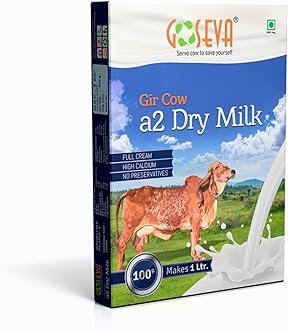 Goseva Dry Milk Powder - Premium A2 Desi Gir Cow's Milk 100GM Pack Of 2| High Calcium & Protein | Easy to Prepare Full Cream | 100% Vegetarian | Preserves Freshness | Ideal for Cooking & Baking