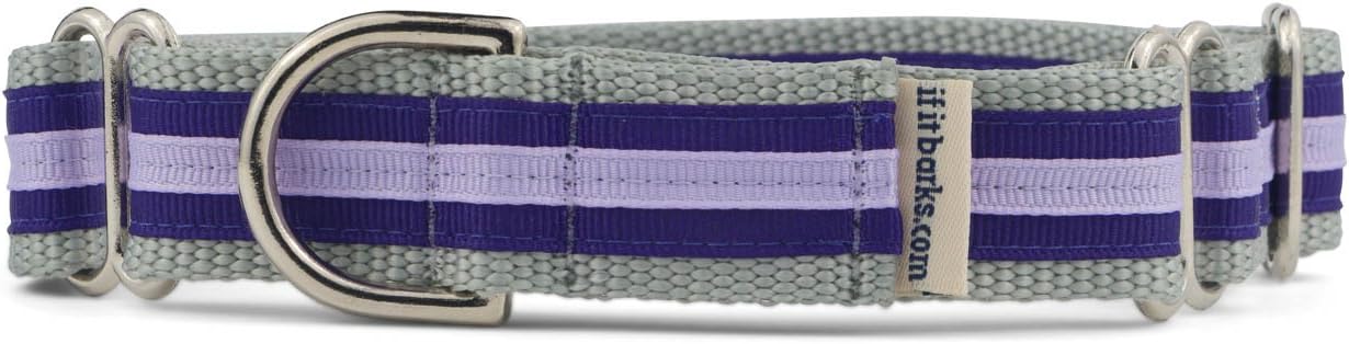 If It Barks 1" Layered Ribbon Martingale Dog Collar, Small, Purple Blush