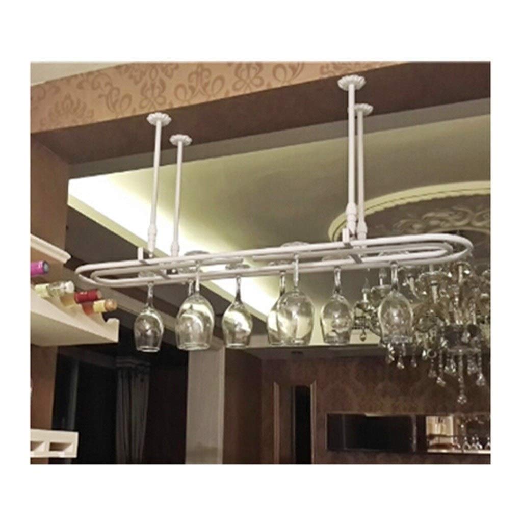 Portavasos para vino de diseno suspendido blanco 60cm con soporte de alta resistencia para bar