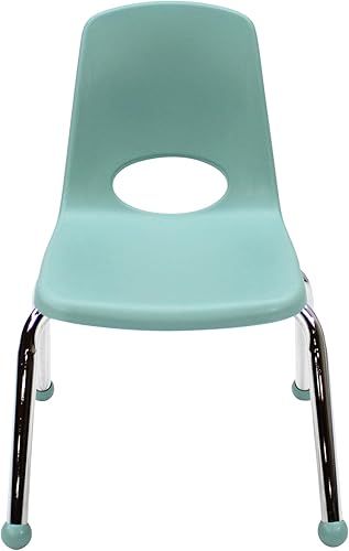 Miniatura 9 de FDP 15411-SF - Silla escolar apilable de 12 pulgadas, asiento apilable para estudiantes con patas de acero cromado y deslizadores de bolas para