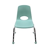 Vista 9 de FDP 15411-SF - Silla escolar apilable de 12 pulgadas, asiento apilable para estudiantes con patas de acero cromado y deslizadores de bolas
