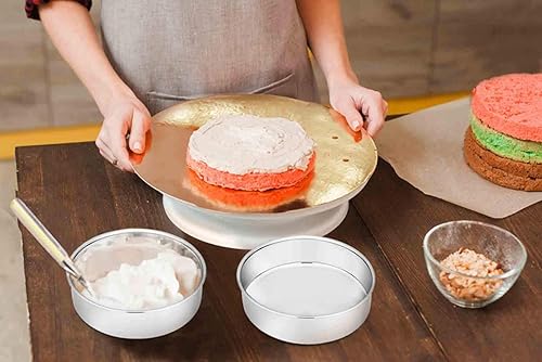 Miniatura 6 de TeamFar Juego de 3 moldes redondos para tartas de 6 pulgadas, acero inoxidable, aptos para olla a presión, freidora de aire, saludable y libre de