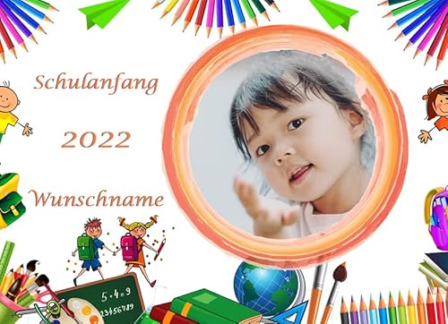 Tortenaufleger mit Wunschname und Bild Din A4, Schulanfang, Einschulung, Geburtstag, Essbares Bild für Torten, Ø 20cm - Super Qualität,1008 Cover