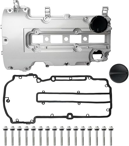 Tapa de Válvula de Aluminio Mejorada con Junta, Pernos y Tapón de Relleno de Aceite Compatible con 2011-2020 Chevy Cruze Sonic Trax Volt ELR Buick
