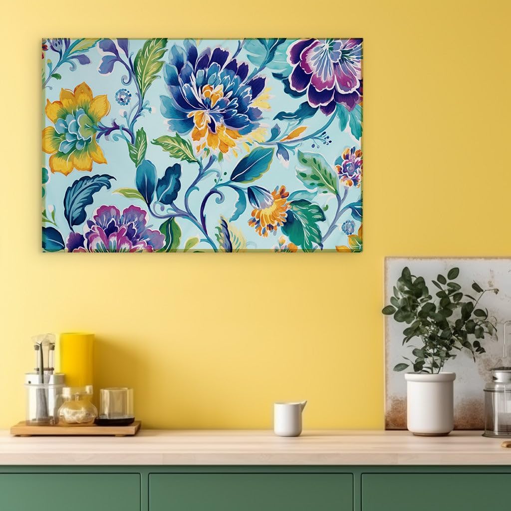 Canvas for Living room. Blooming Awakenings: Spring's Vitality Unfolds in Watercolor Whimsy, 27 x 18 inch Canvas Wall Art - Contemporary Masterpieces - Modern Home Decor - 69x46 cm (27x18 inch)