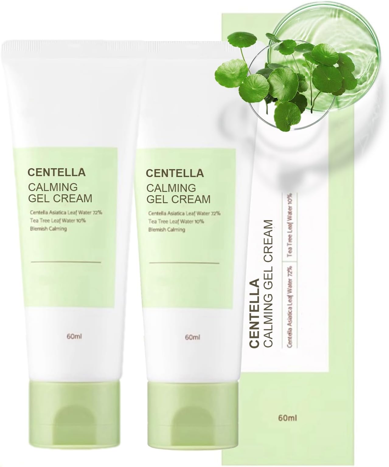 Centella Calming Gel Cream, Face Moisturiser for Acne Prone Skin Sensitive Oily Dry Skin, Face Moisturizer for Women with Tea Tree Oil Korean Skincare Korean Moisturiser (2 Pieces)