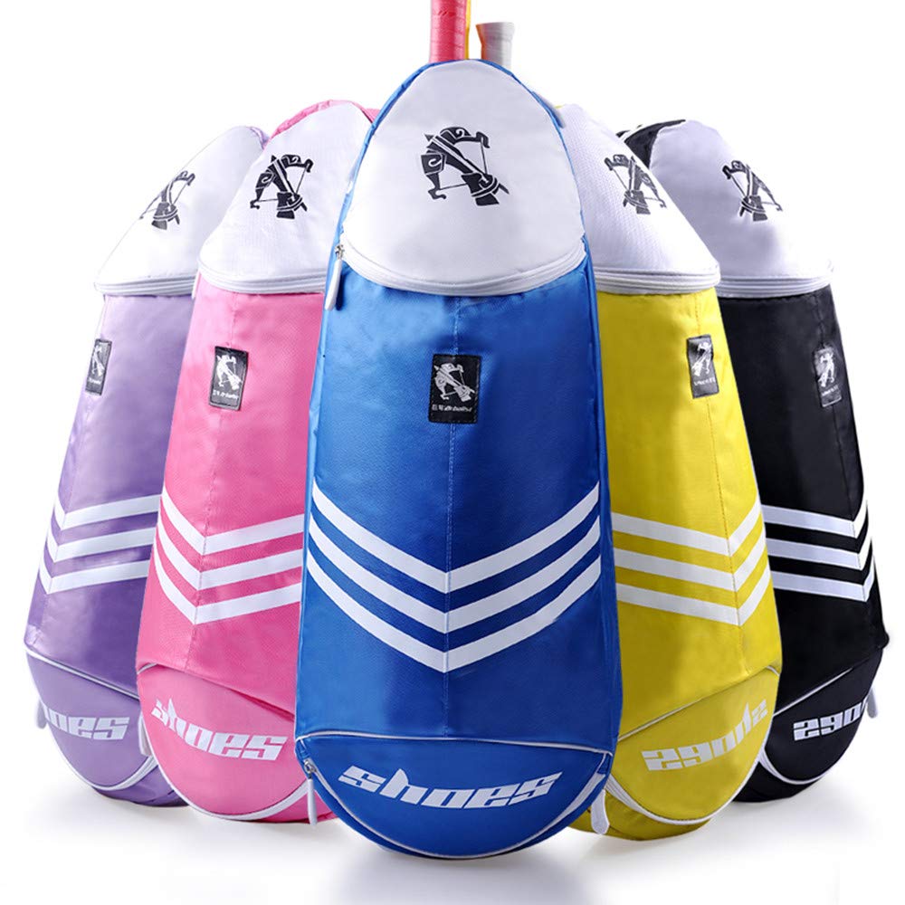 IFEVER Sac à dos pour raquette de badminton en polyester avec compartiment à chaussures, grand sac à bandoulière pour raquette de badminton - Peut contenir 3 raquettes (noir)