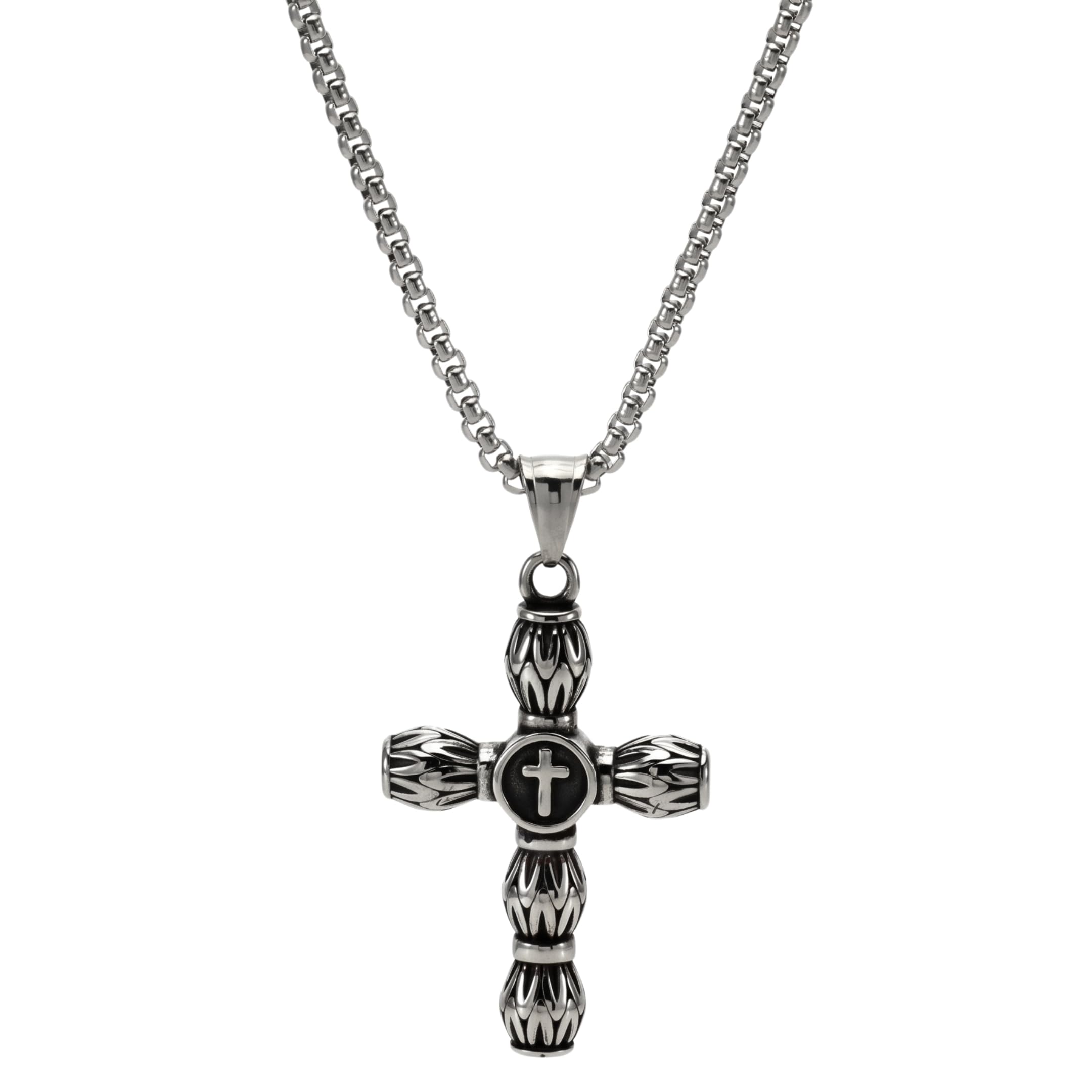 the men thing ALLMIGHTY CROSS (T) - Pure Titanium Steel Pendant with Stainless Steel 24inch Round Box Chain, European trending Style for Men & Boy-picture-26
