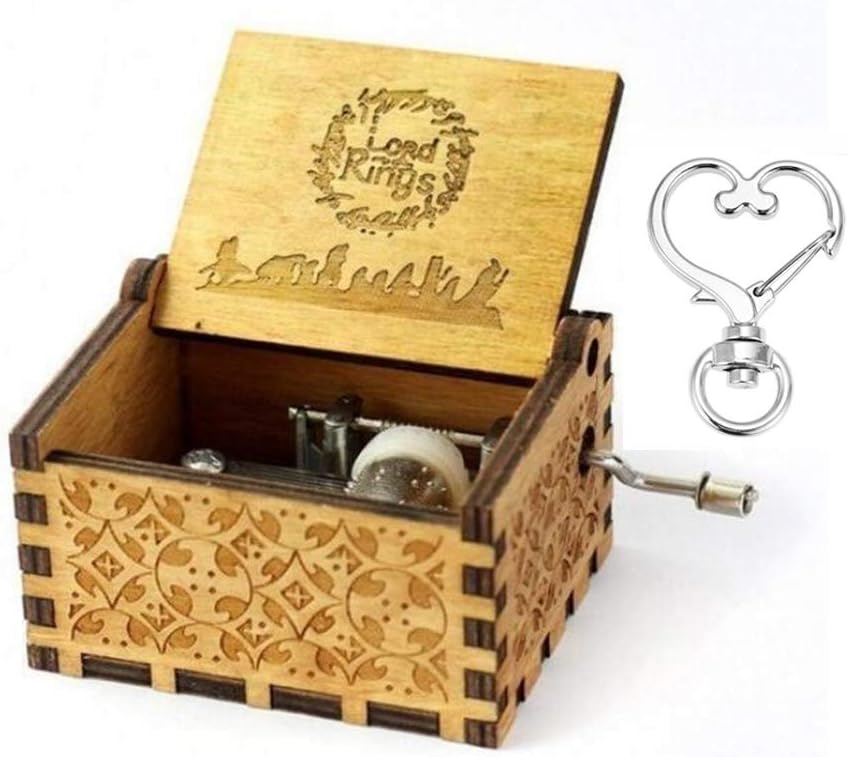 The Lord of The Rings Movie Theme Music Box Wooden Engraved Hand Crank Musical Toy Valentine's Day Gift Present